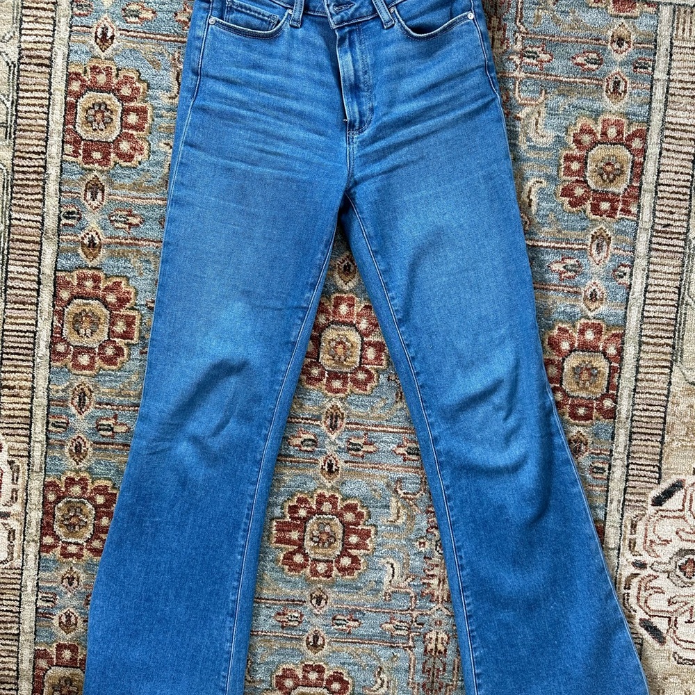 PAIGE Blue Flare Wide Leg Jeans